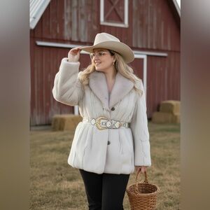 Luxurious Rabbit Fur Coat w/ Fox Collar